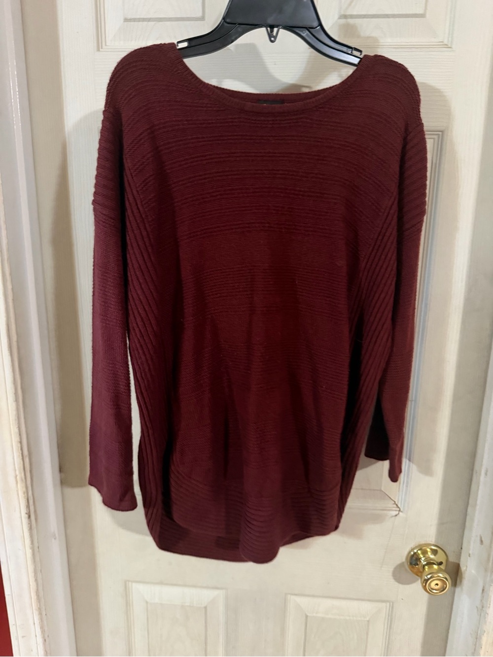 Lee Women's Scoop Neck Ribbed Sweater - Burgundy